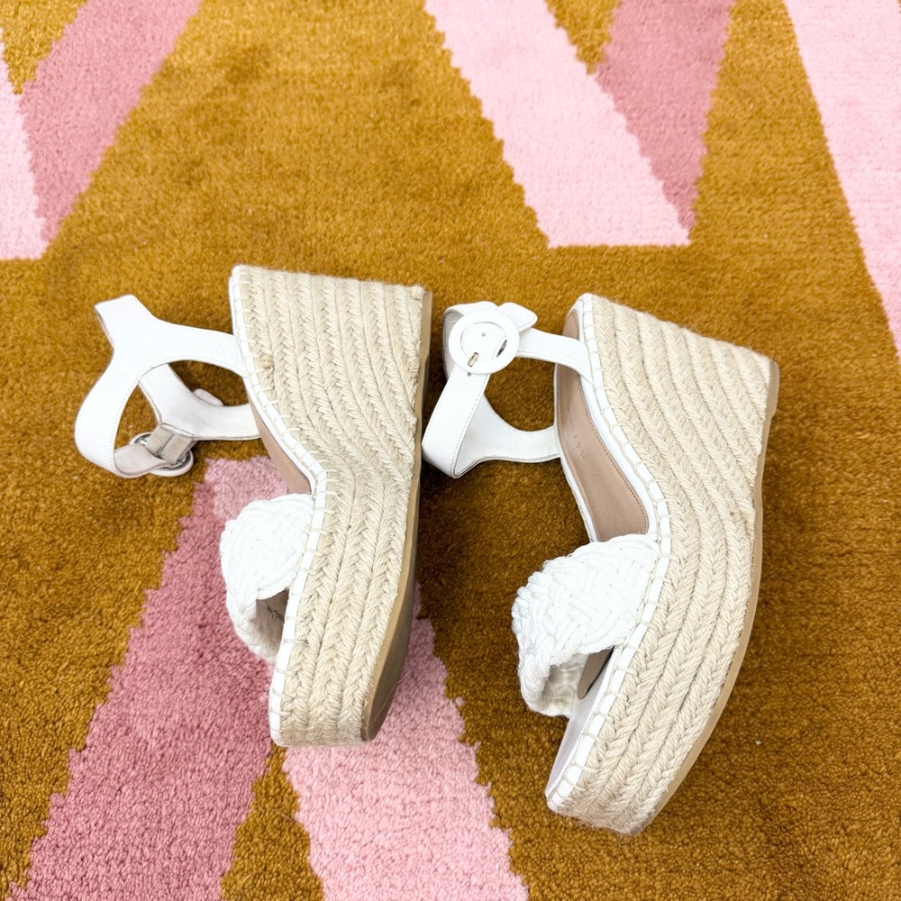Veronica Beard Reema Espadrille Platform Wedge Sandals White Leather Size 8 - Picture 4 of 6